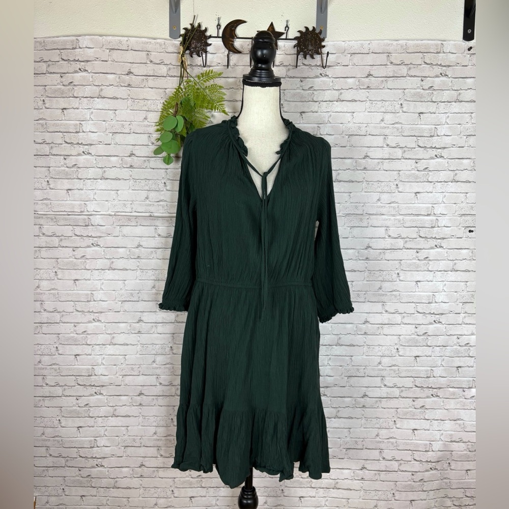 Knox Rose Forest Green Long Sleeve Tiered Dress